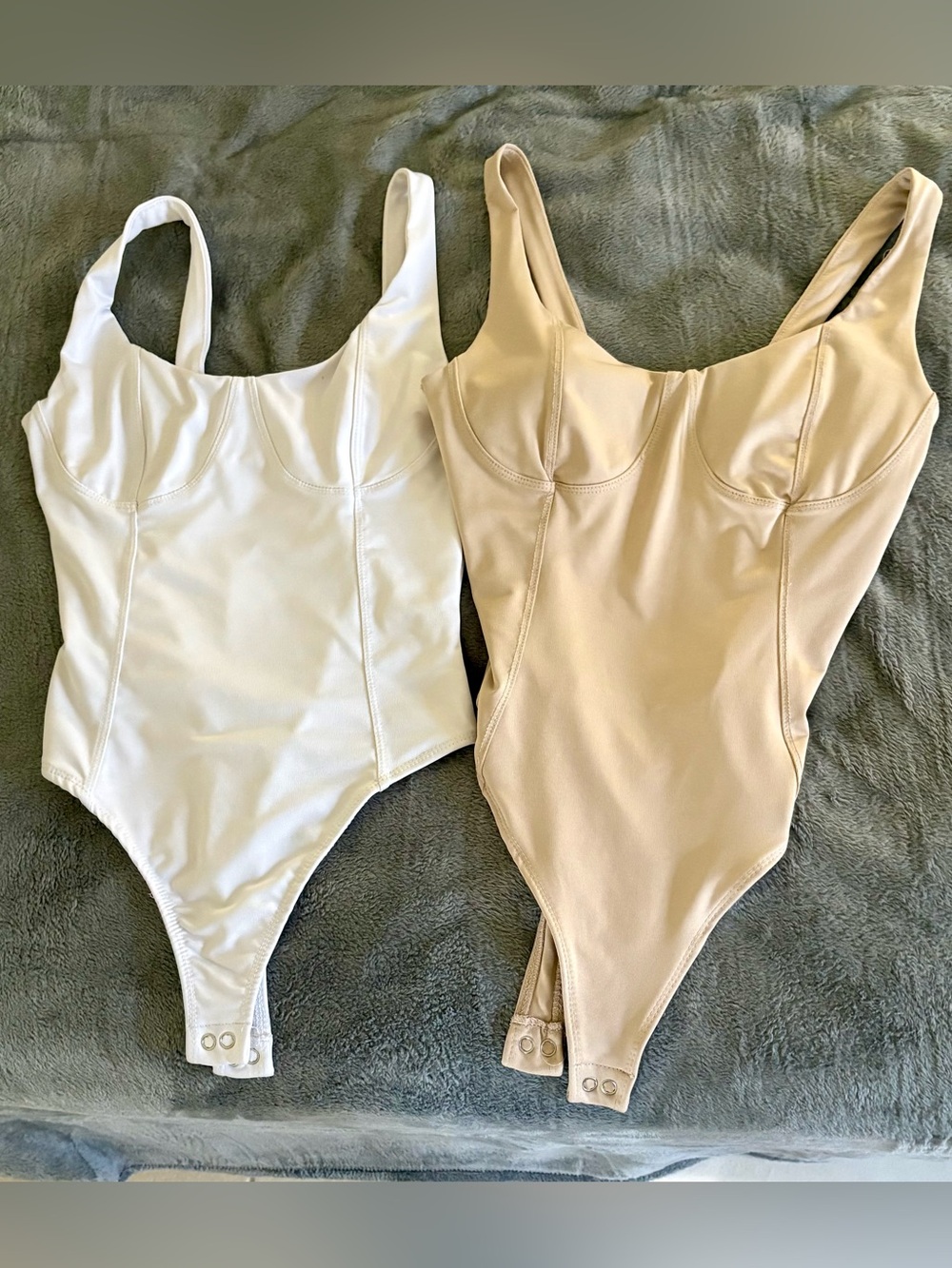 SO One-Piece Bodysuits in White and tan Bundle